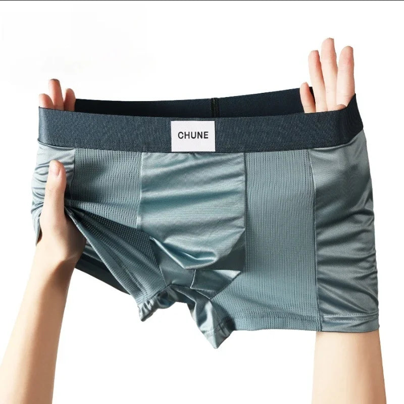 Boxers Hommes en Soie Glacée Satinée(3PCS)