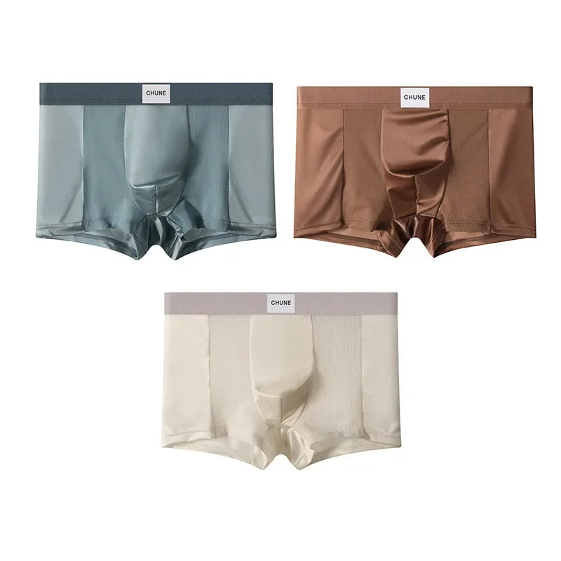 Boxers Hommes en Soie Glacée Satinée(3PCS)
